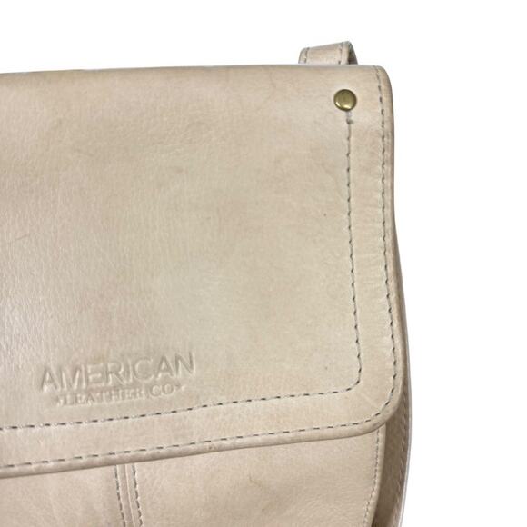 American Leather Co Cream Ivory Leather Crossbody Small Purse Card Organizer Bag - Picture 3 of 16